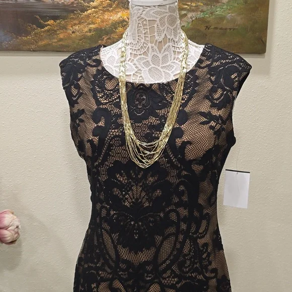Black Illusion Lace Cocktail Dress sz 8 Connected Apparel NWT Retail $80.00 - Picture 2 of 10
